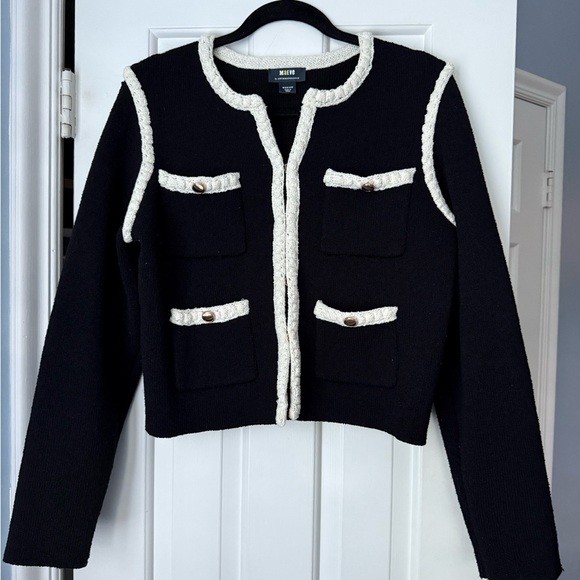 Anthropologie Sweaters - Anthropologie Maeve Collarless Tipped Knit Jacket Cardigan